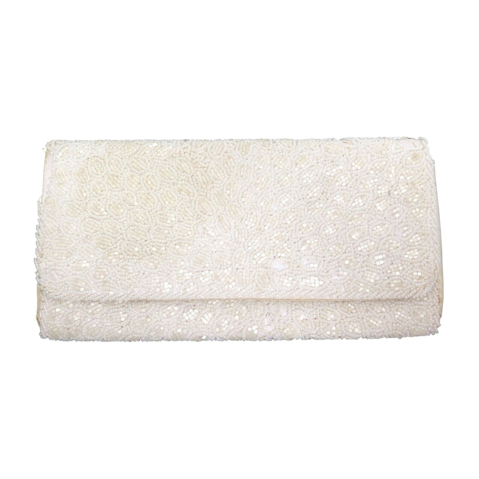 Tlc Vintage White Cream Beaded Evening Clutch Purse Handbag Needs Some Love